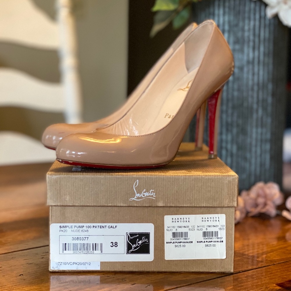 Christian Louboutin Simple Pump 100 Patent Nude 38
